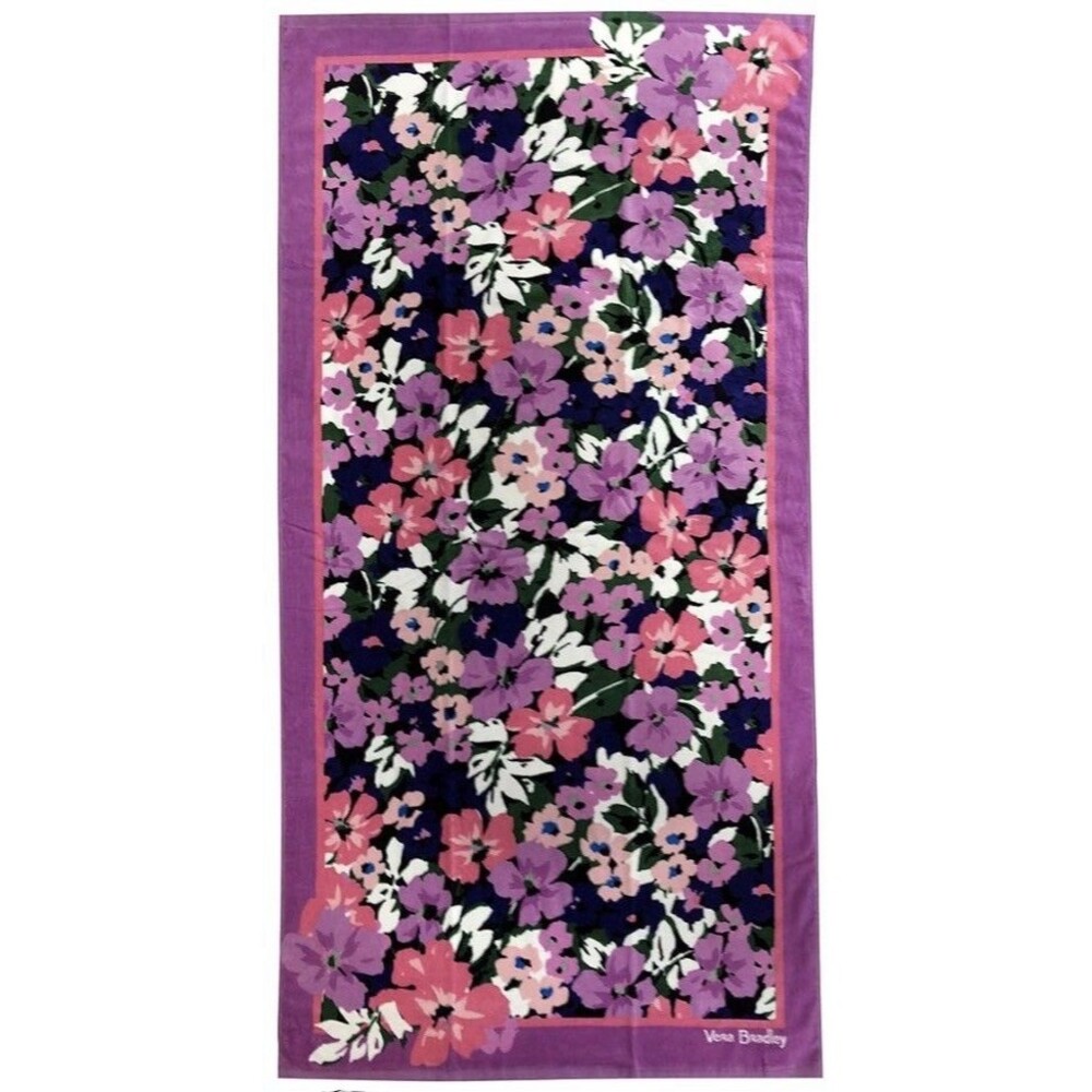 Vera Bradley Beach Towel  Floral Garden Print NEW WITH TAGS Oversized
